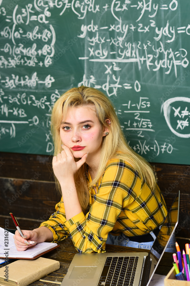 Fototapeta premium Be cool and you will be able to attract and retain lot more students. Student Studying Hard Exam. Tutor will have to re-evaluate the students objectives.