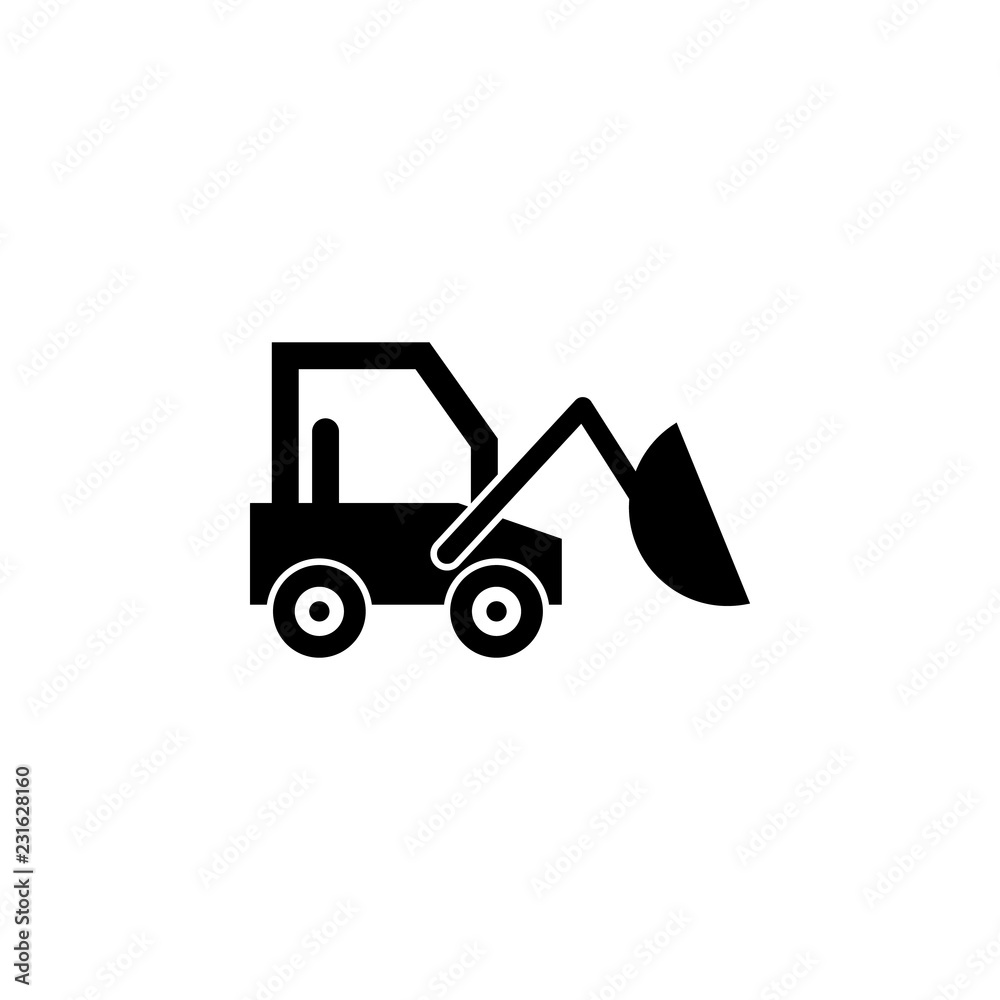 Backhoe loader icon. Element of road and bridges construction. Premium