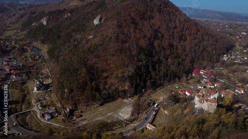 Aerial view of a castle on a sunny day