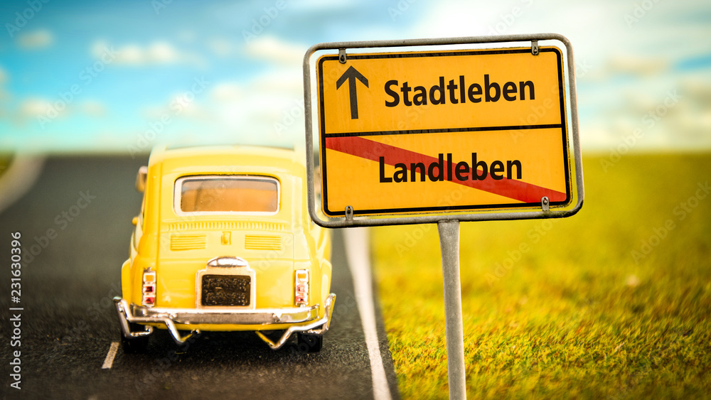 Fototapeta premium Schild 355 - Stadtleben