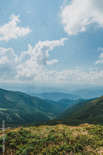 Beautiful sunny day is in mountain landscape. Carpathian  Ukraine  Europe. Beauty world.