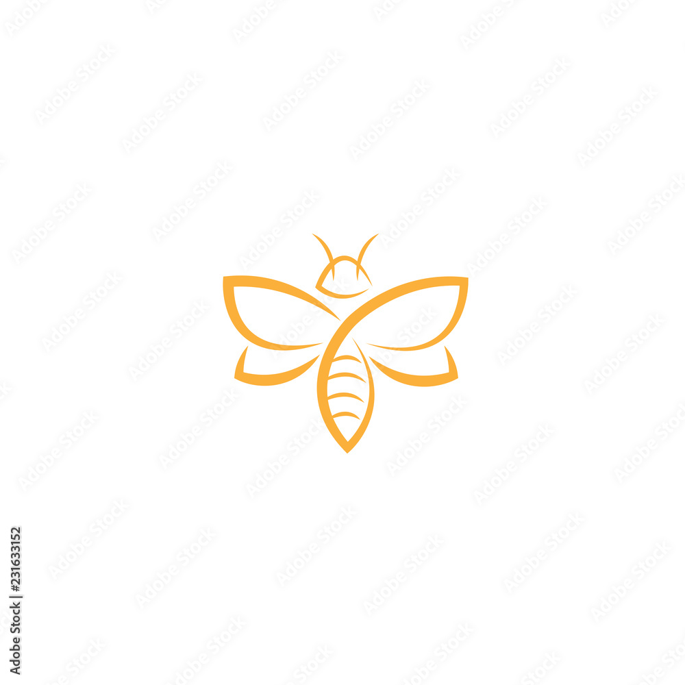 abstract Bee Logo design vector template. Outline icon, Creative bee logo concept, vector logo illustration.