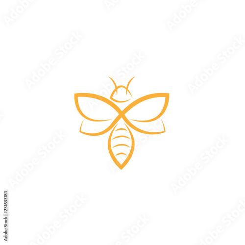 abstract Bee Logo design vector template. Outline icon  Creative bee logo concept  vector logo illustration.