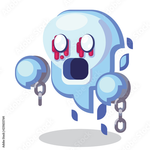 Fantasy RPG Game Character monsters and heros Icons Illustration. Enemy undead, banshee, ghost, spirit, wraith with shackles photo