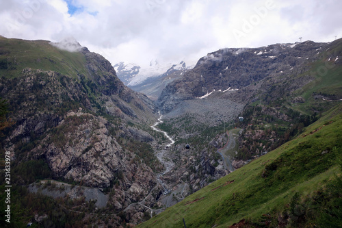 Scenic mountain landscape near Zermatt village in Swiss Alps