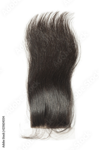 Straight black human hair weaves extensions lace closure photo