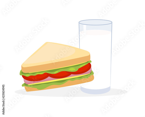 Vector illustration Sandwiches and milk