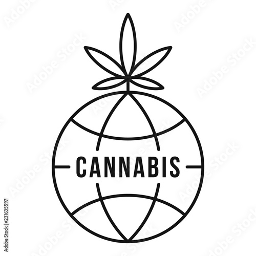 Global cannabis logo. Outline global cannabis vector logo for web design isolated on white background