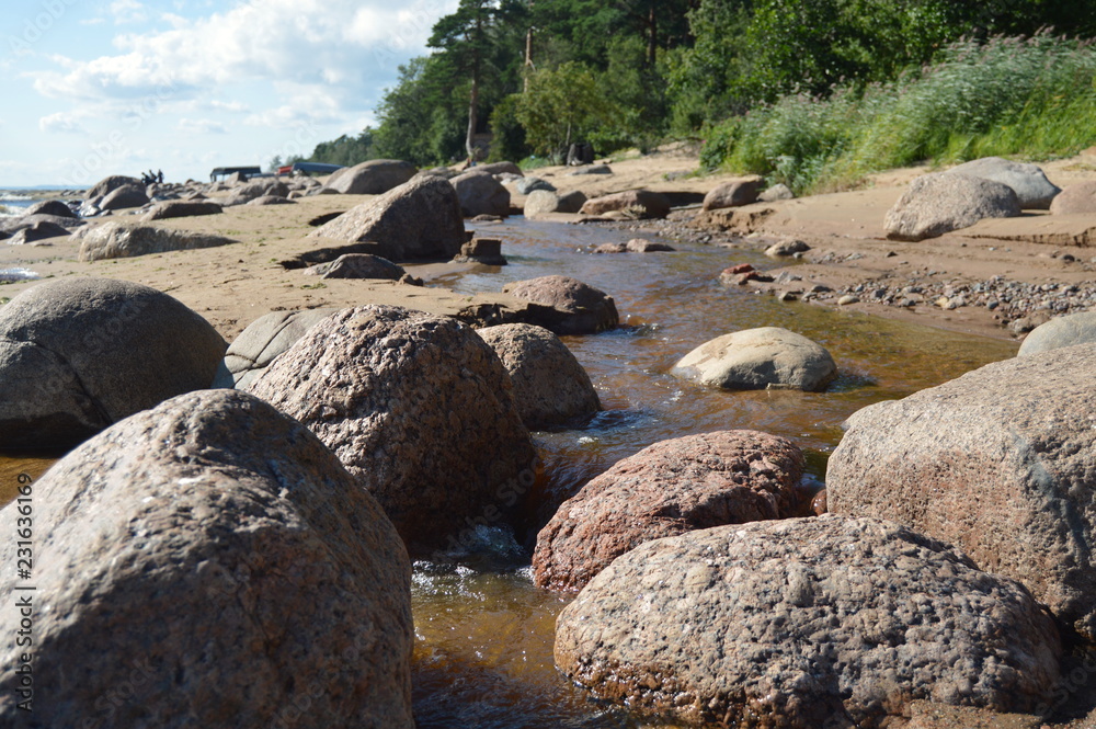 Берег Финского Залива. Камни,вода,песок.
