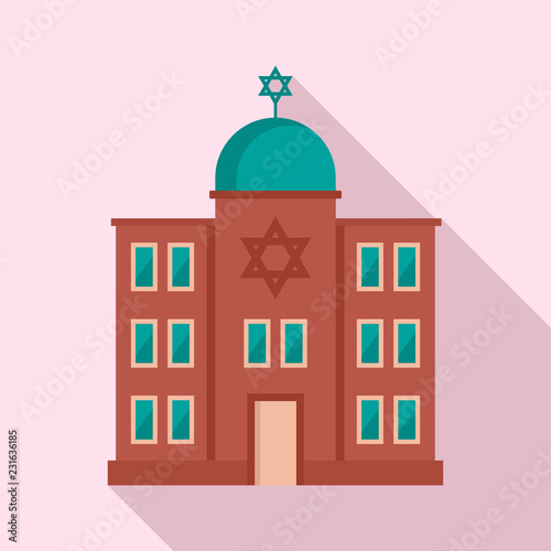 Jewish synagogue icon. Flat illustration of jewish synagogue vector icon for web design