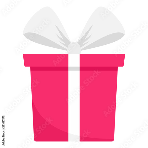 Pink gift box icon. Flat illustration of pink gift box vector icon for web design