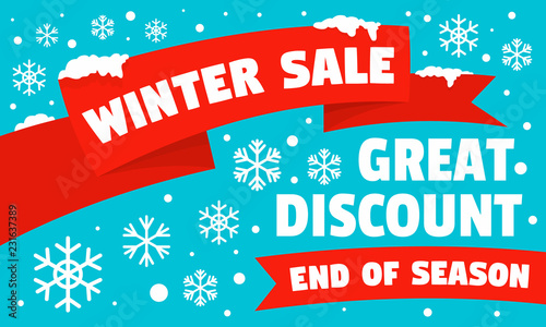 Winter sale great discount concept banner. Flat illustration of winter sale great discount vector concept banner for web design