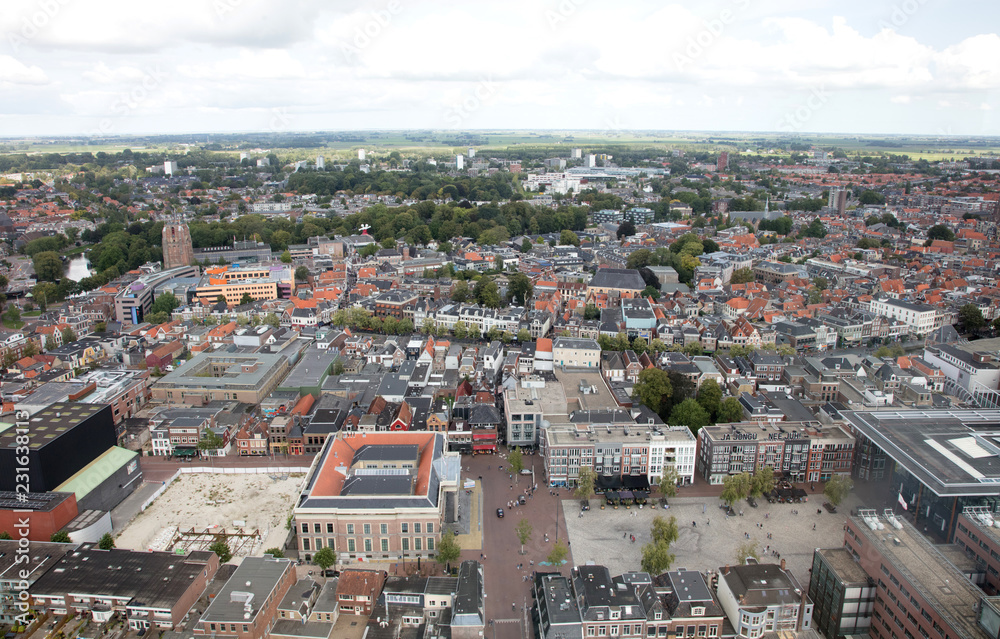 Leeuwarden, the Netherlands, september 1, 2018 - Aerial view over Leeuwarden, the Capital of Culture 2018, the Netherlands on september 1, 2018.