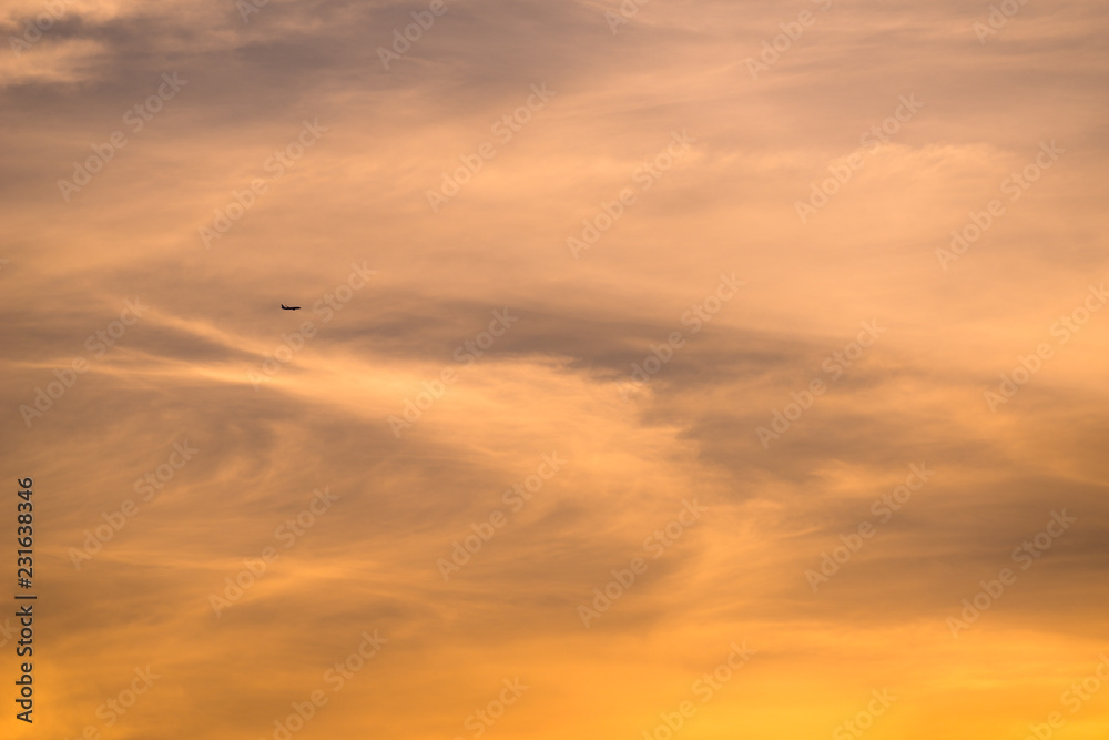 Evening sky with Clouds in golden hour Evening sky with Clouds in golden hour