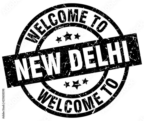 welcome to New Delhi black stamp