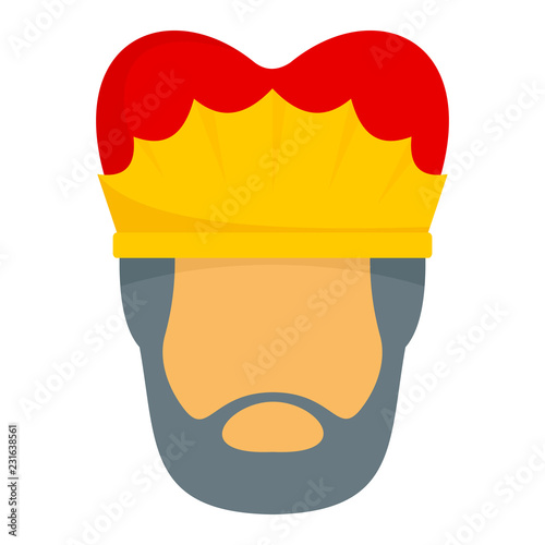 Royal king face icon. Flat illustration of royal king face vector icon for web design