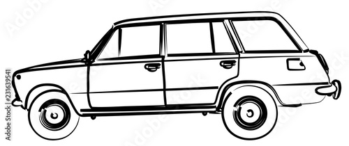 Car retro sketch.