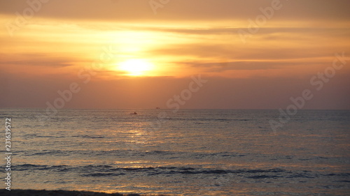 Sunset scene at Batu Ferringhi Beach in Penang