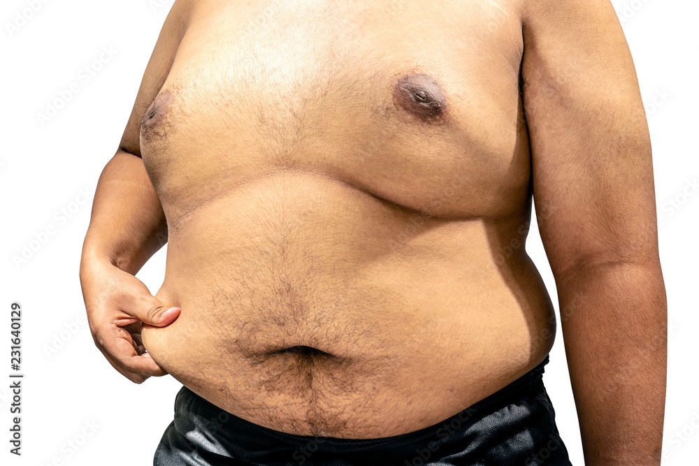 Naklejka premium Fat man with over belly