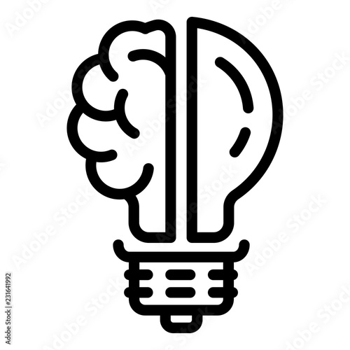 Brain bulb icon. Outline brain bulb vector icon for web design isolated on white background