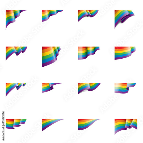 Vector a rainbow flag waving on white background