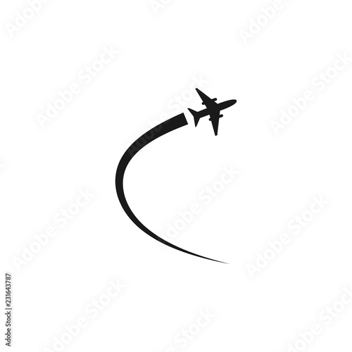 Plane flying graphic design template vector illustration