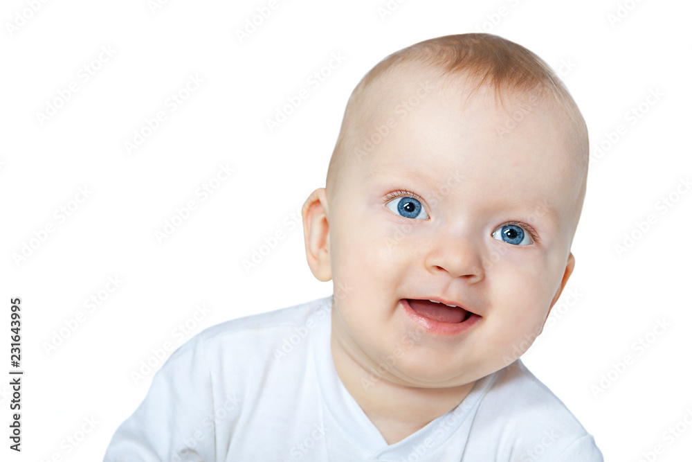 happy baby isolated on white background