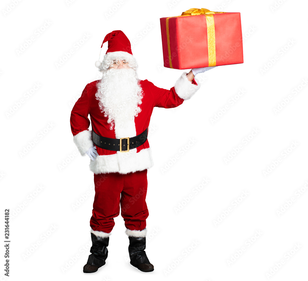 Santa Claus showing the gift box