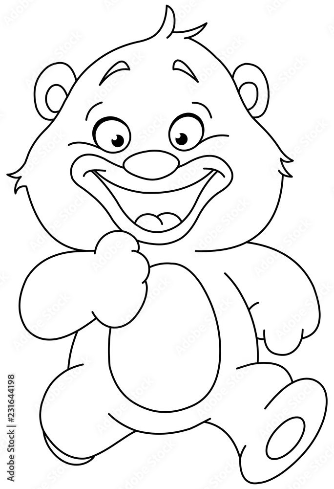 Naklejka premium outlined running teddy bear