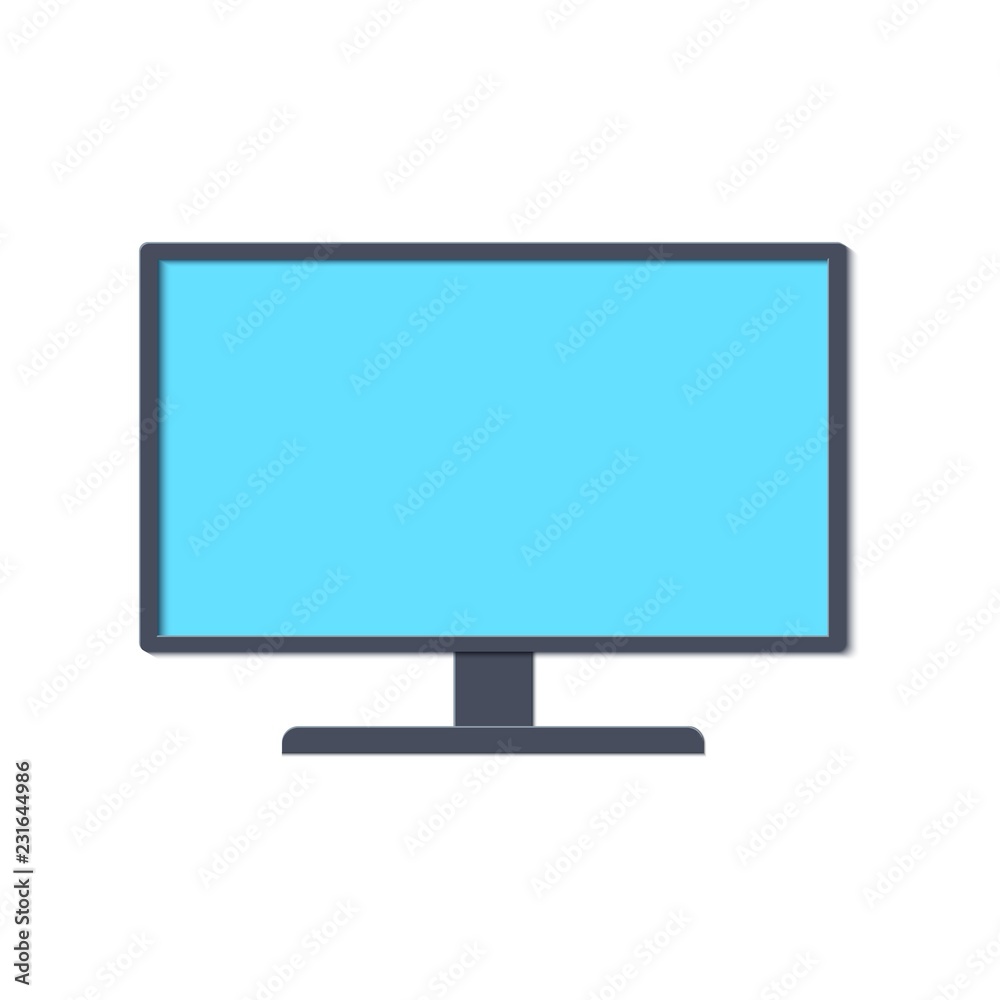 Monitor template in trandy paper cut style. Electronic device whith blue screen. Vector card illustration in papercutting art style. Monitor template in trandy paper cut style. Electronic device whith blue screen. Vector card illustration in papercutting art style.