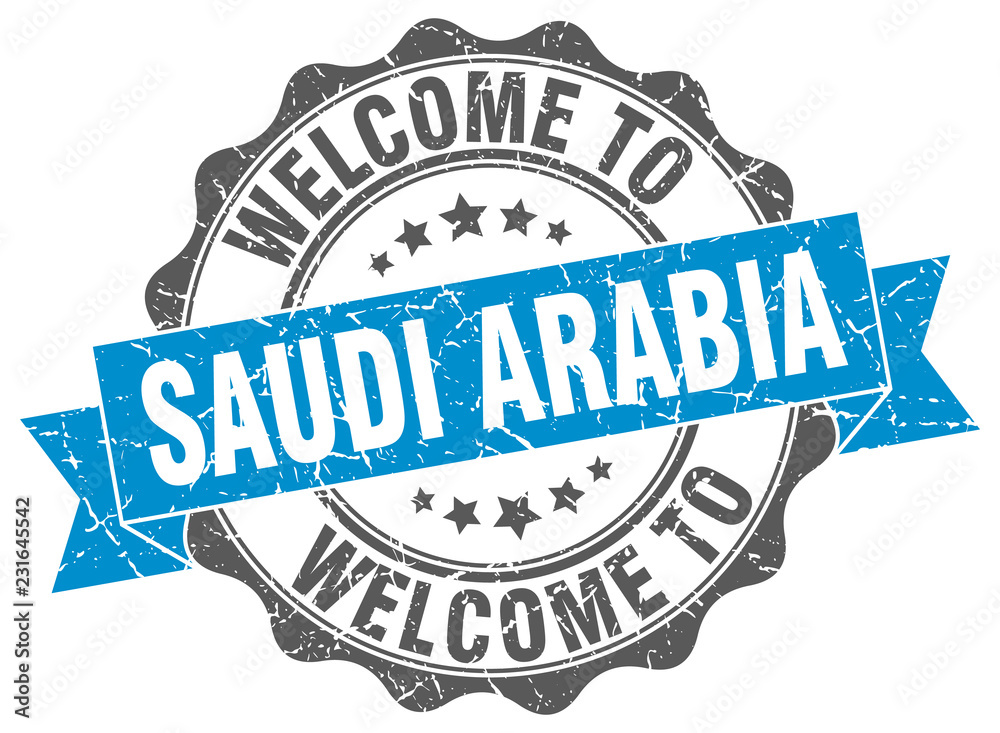 Fototapeta premium Saudi Arabia round ribbon seal