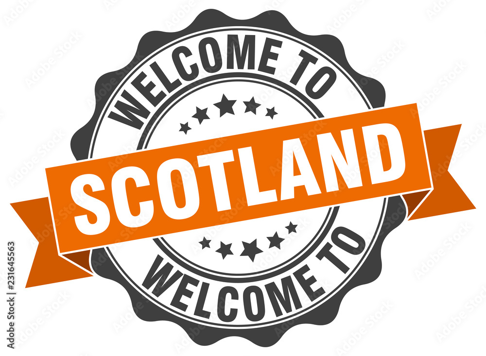 Fototapeta premium Scotland round ribbon seal