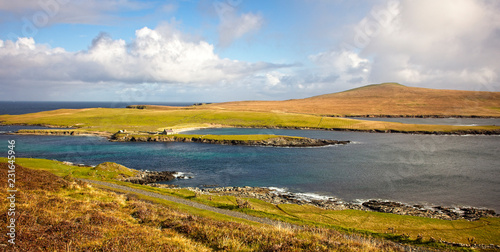 Εκτύπωση καμβά The uninhabited island of Noss, viewed from Bressay, Shetland, Scotland, UK