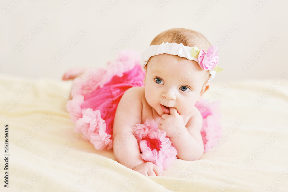 adorable baby girl - obrazy, fototapety, plakaty 