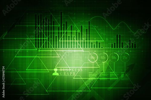 2d rendering Stock market online business concept. business Graph 