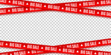 Red ribbons for Christmas sale isolated on transparent background. Big sale. Graphic elements. Vector illustration