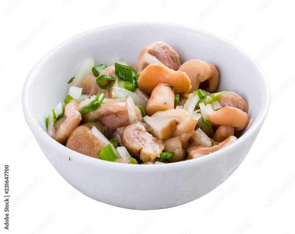 Appetizer from the pickled mushrooms