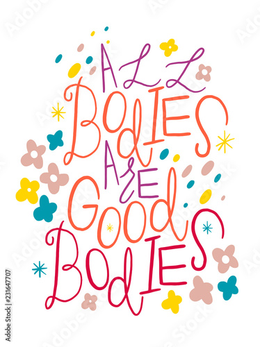 Body positive zone. Conceptual handwritten phrase or word. Hand drawn typography poster. Calligraphic design. Modern brush calligraphy on the white background.