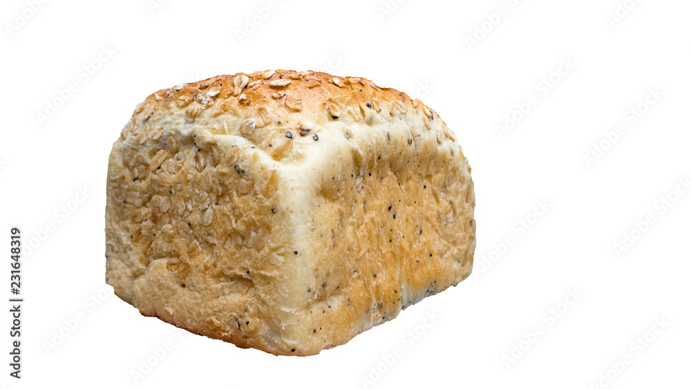 Multigrain front view Loaf white background Multigrain front view Loaf white background