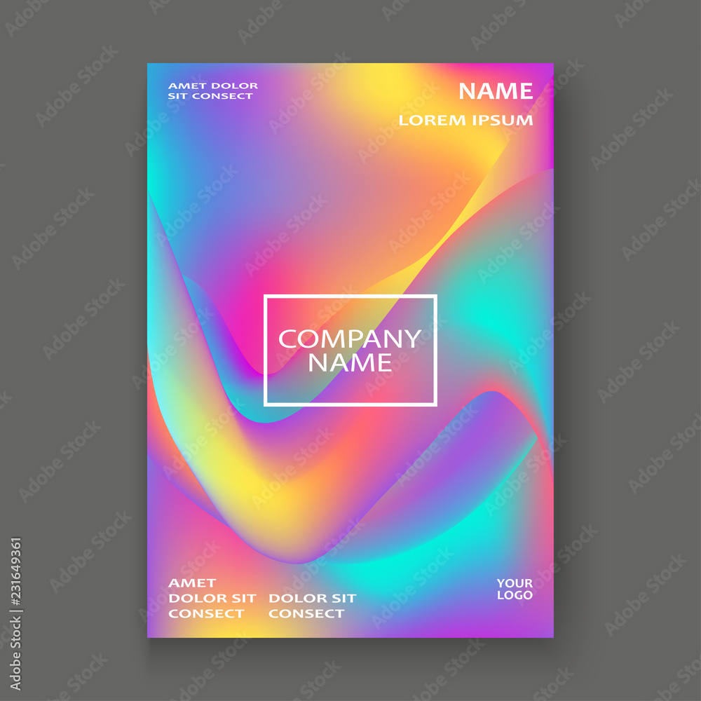 Fluid shapes. Wavy liquid background. Bright abstract backdrop concept. Trendy gradient waves design template vector Poster Layout Magazine Flyer Banner Brochure Product Cover