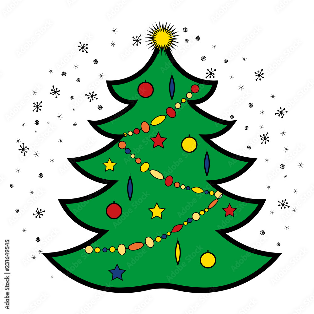 Christmas tree linear style icon.