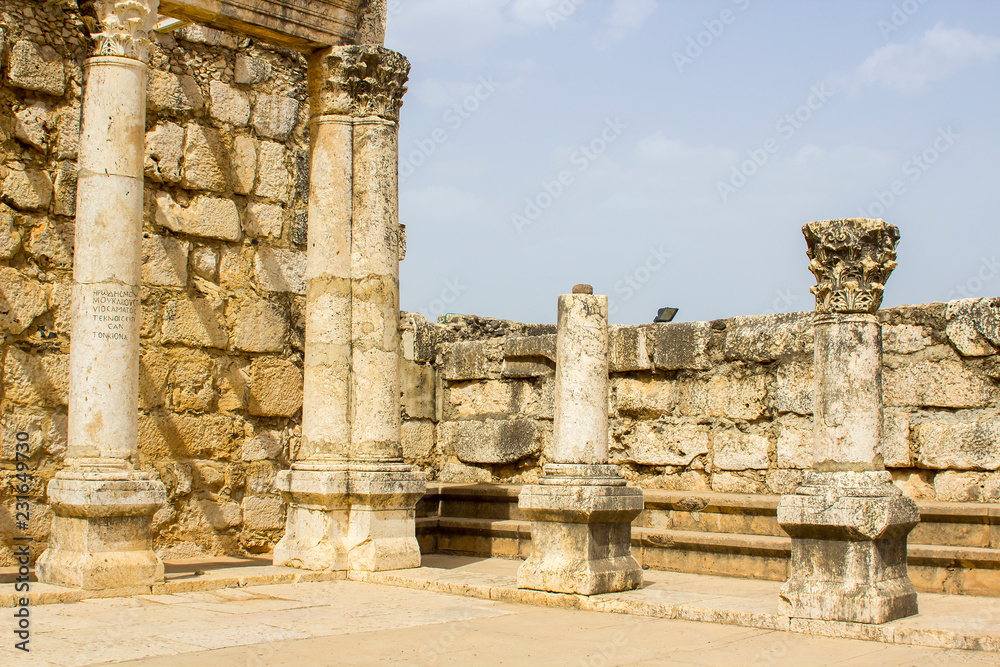 The excavated ruins of a fist century Jewish Synagogue The excavated ruins of a fist century Jewish Synagogue
