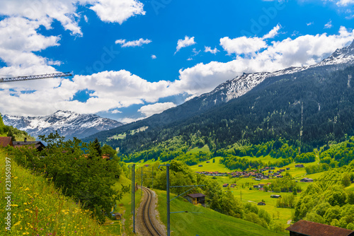 Railway in Alps mountains  Klosters-Serneus  Davos   Graubuenden