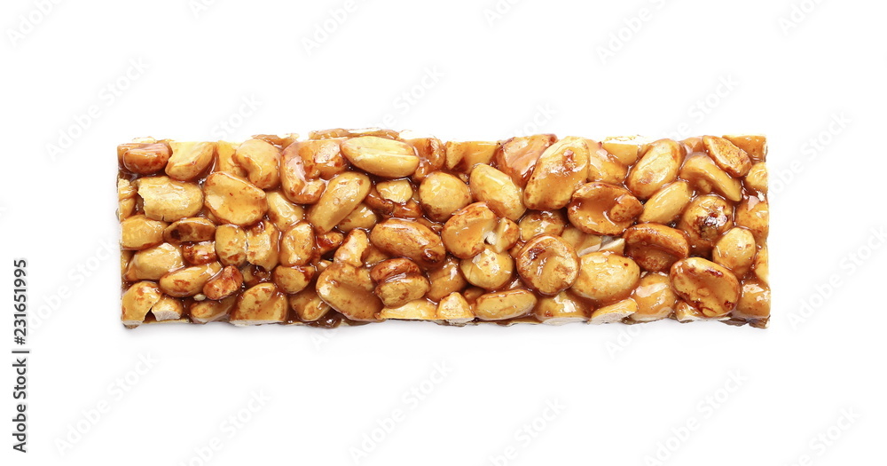 Caramel peanut bar isolated on white background Caramel peanut bar isolated on white background
