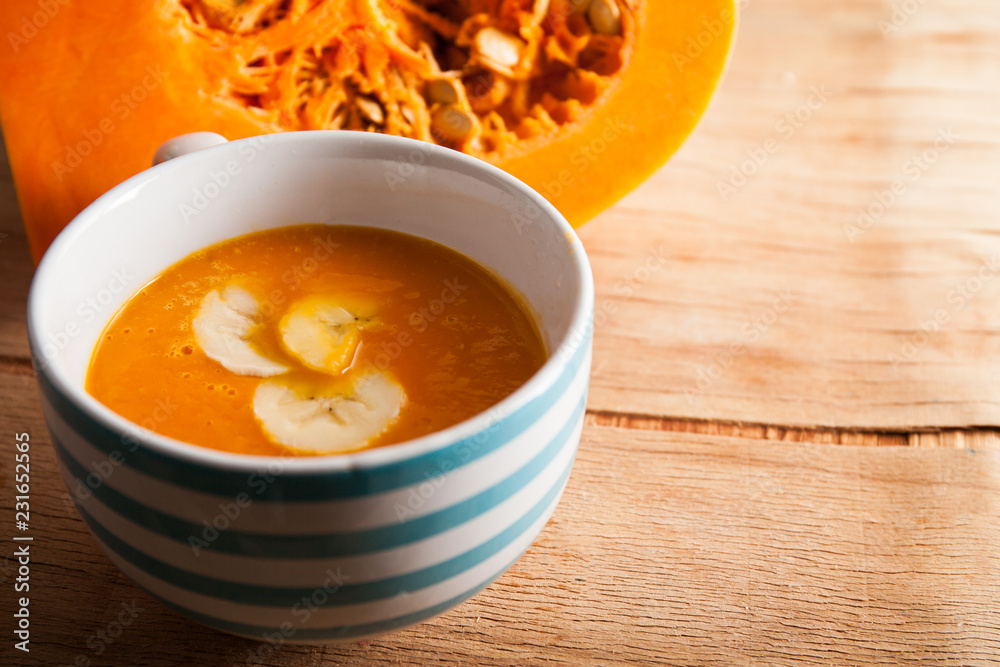 Roasted pumpkin and carrot soup with cream Roasted pumpkin and carrot soup with cream