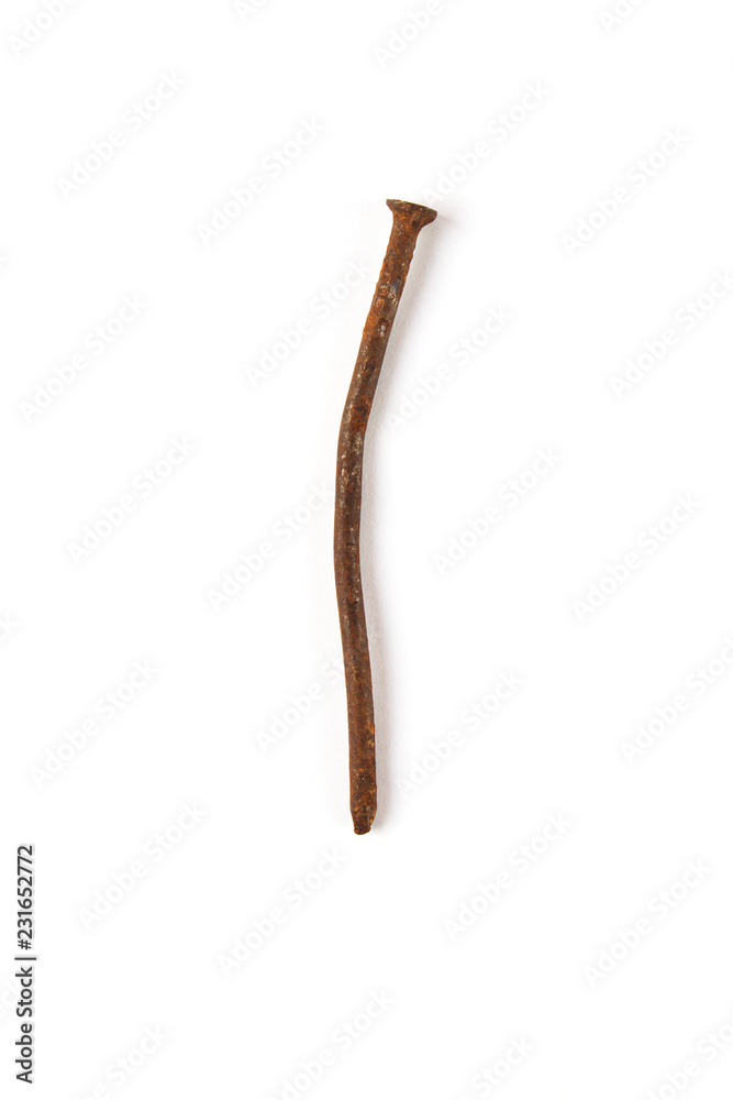 Rusty nail on white background Rusty nail on white background