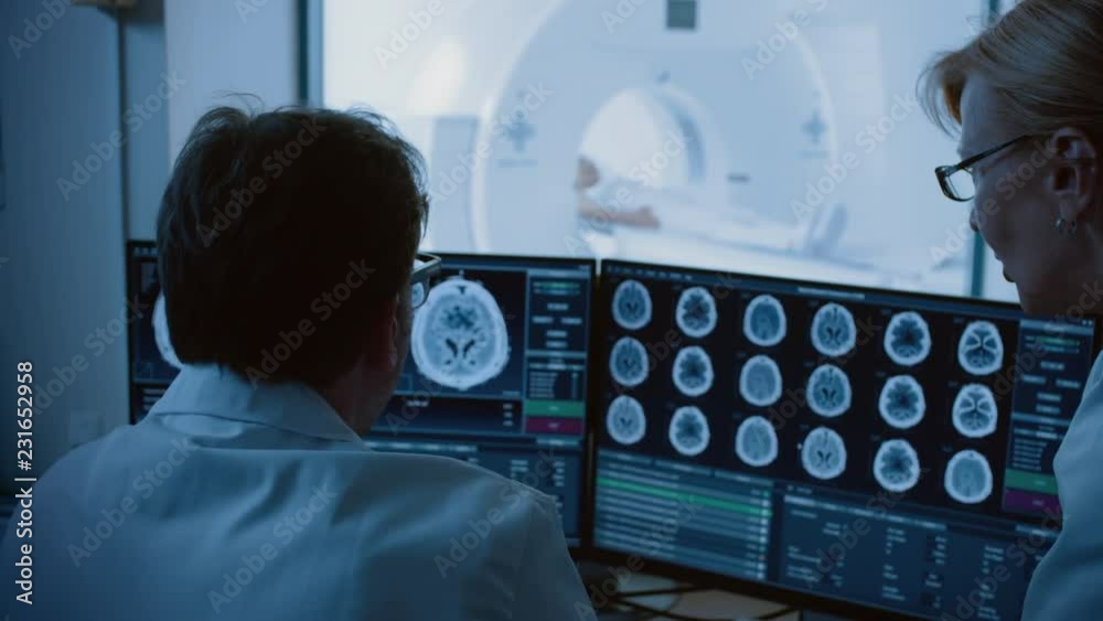 In Medical Laboratory Patient Undergoes MRI or CT Scan Procedure, in ...