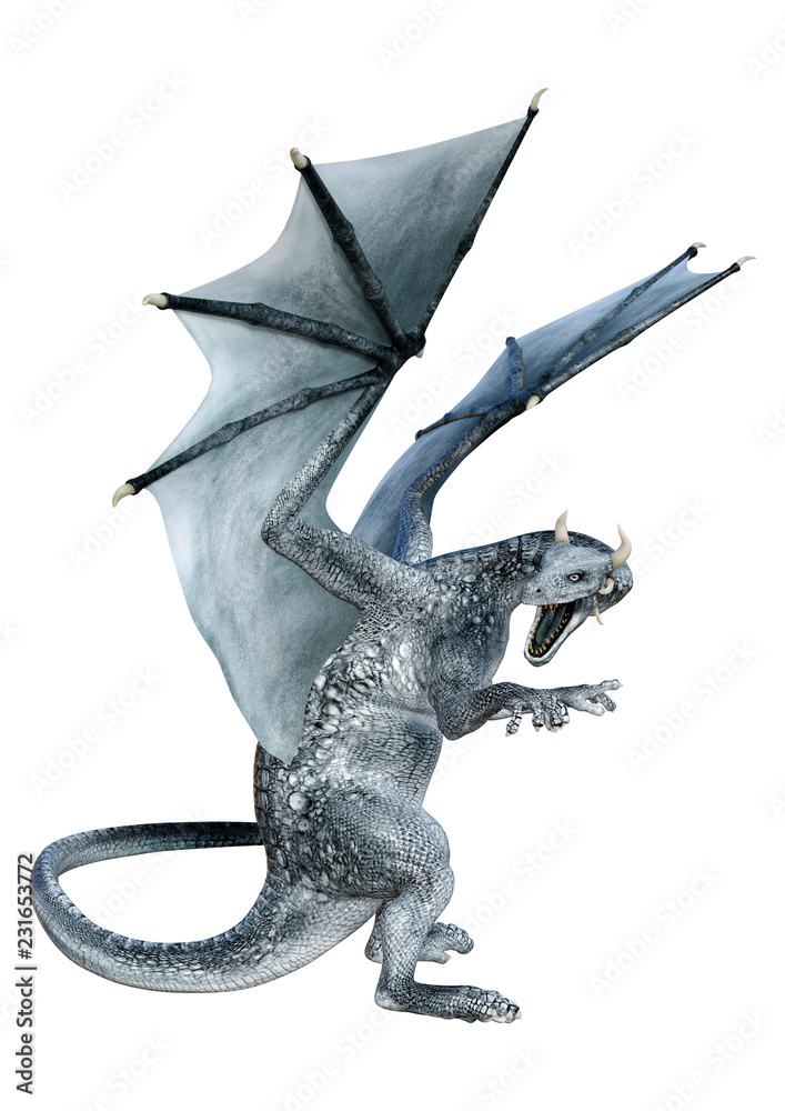 Fototapeta premium 3D Rendering Fairy Tale Dragon na białym tle