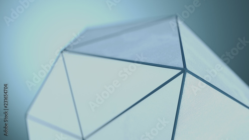 Polygonal shape with grunge surface 3D render illustration