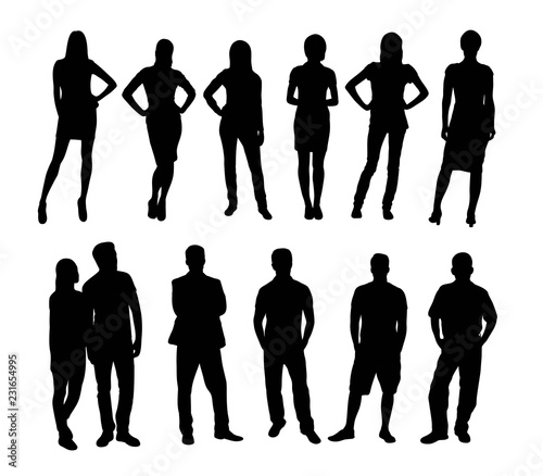 People Standing and Activity Silhouettes, art vector design